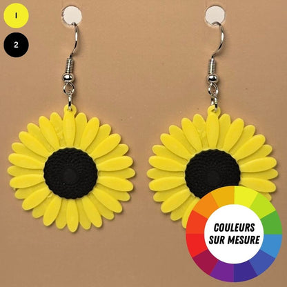 Boucle d'oreille en forme de Fleur avec crochets hypoallergéniques sans nickel