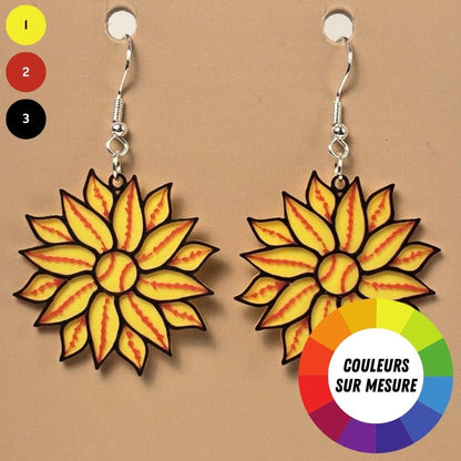 Boucle d'oreille en forme de Fleur avec crochets hypoallergéniques sans nickel