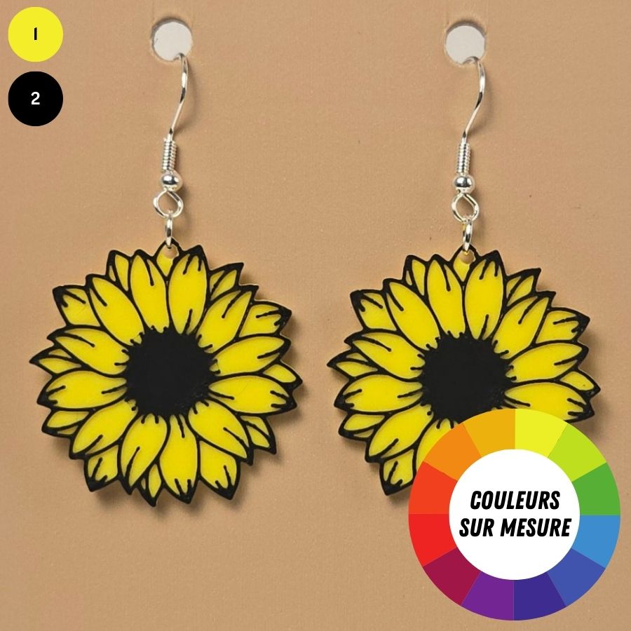Boucle d'oreille en forme de Fleur avec crochets hypoallergéniques sans nickel
