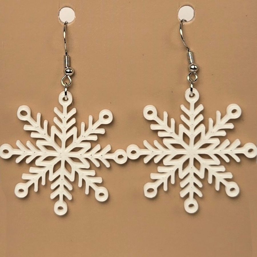 Boucle d'oreille en forme de Flocon hivernal avec crochets hypoallergéniques sans nickel