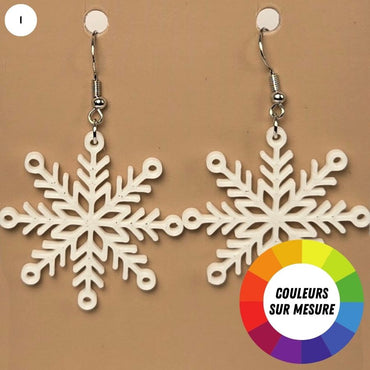 Boucle d'oreille en forme de Flocon hivernal avec crochets hypoallergéniques sans nickel