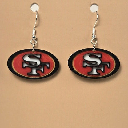 Boucle d'oreille en forme de Football (San Francisco) avec crochets hypoallergéniques sans nickel