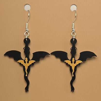 Boucle d'oreille en forme de Fourth Wing avec crochets hypoallergéniques sans nickel