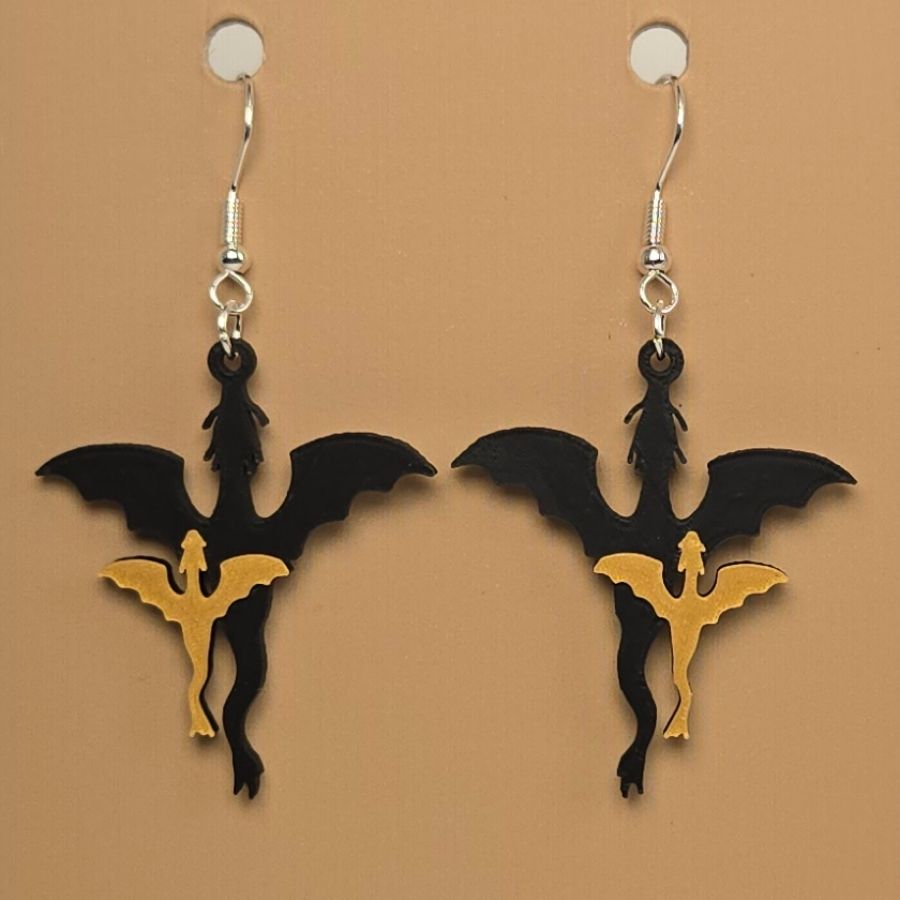 Boucle d'oreille en forme de Fourth Wing avec crochets hypoallergéniques sans nickel