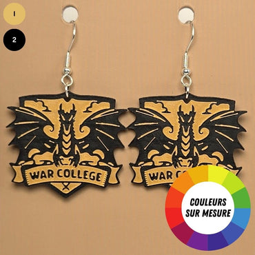 Boucle d'oreille en forme de Fourth Wing War College avec crochets hypoallergéniques sans nickel