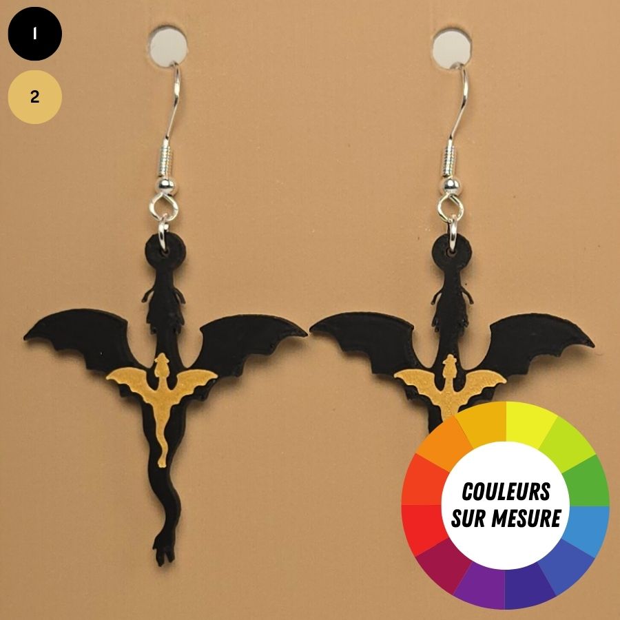 Boucle d'oreille en forme de Fourth Wing avec crochets hypoallergéniques sans nickel