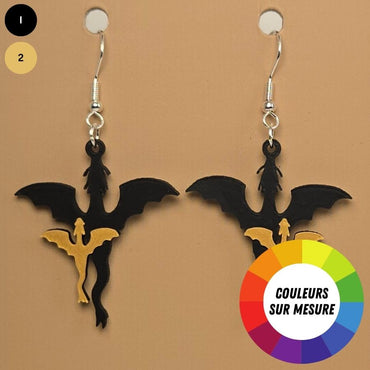 Boucle d'oreille en forme de Fourth Wing avec crochets hypoallergéniques sans nickel