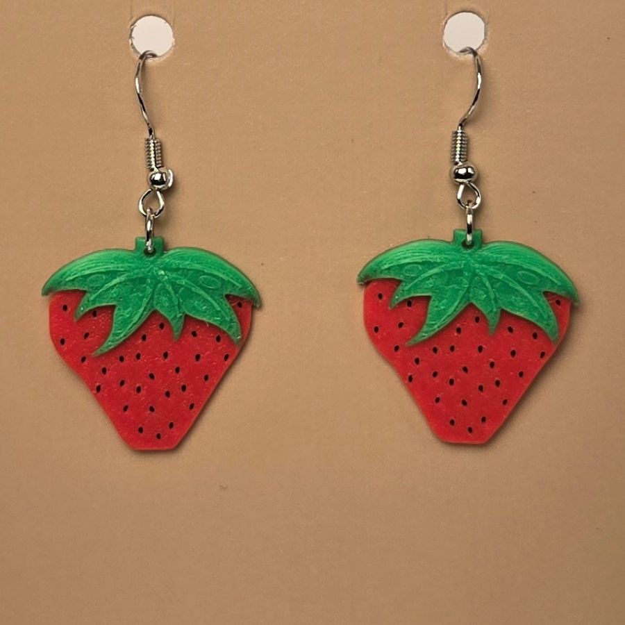 Boucle d'oreille en forme de Fraise avec crochets hypoallergéniques sans nickel