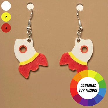 Boucle d'oreille en forme de Fusée avec crochets hypoallergéniques sans nickel