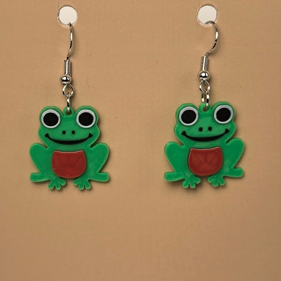 Boucle d’oreille en forme de Grenouille avec crochets hypoallergéniques sans nickel