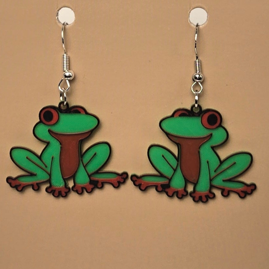 Boucle d’oreille en forme de Grenouille avec crochets hypoallergéniques sans nickel