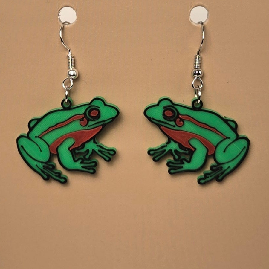 Boucle d’oreille en forme de Grenouille avec crochets hypoallergéniques sans nickel