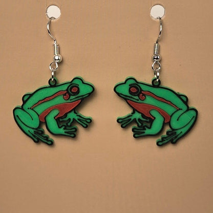 Boucle d’oreille en forme de Grenouille avec crochets hypoallergéniques sans nickel