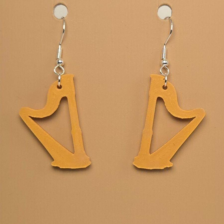 Boucle d'oreille en forme de Harpe avec crochets hypoallergéniques sans nickel