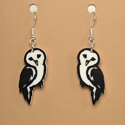 Boucle d'oreille en forme de Hibou avec crochets hypoallergéniques sans nickel