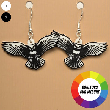 Boucle d'oreille en forme de Hibou avec crochets hypoallergéniques sans nickel