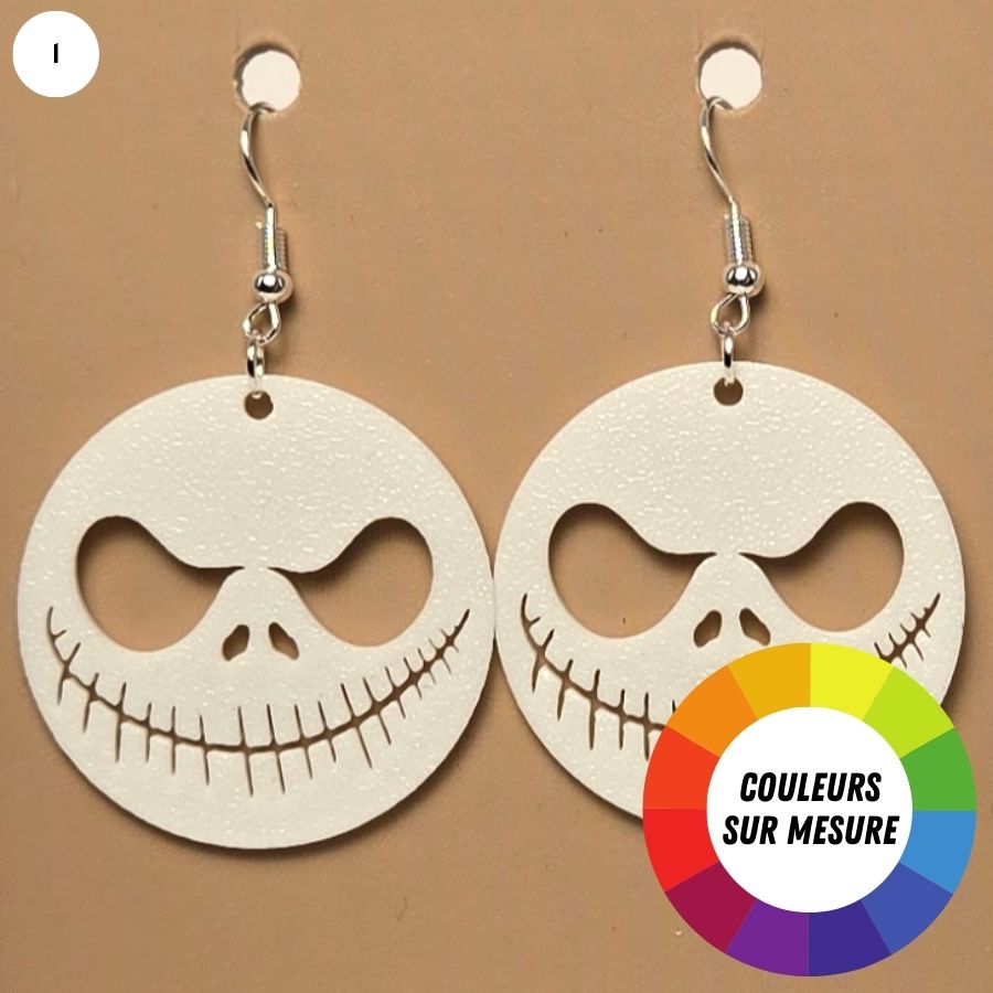 Boucle d'oreille en forme de Jack Skellington avec crochets hypoallergéniques sans nickel