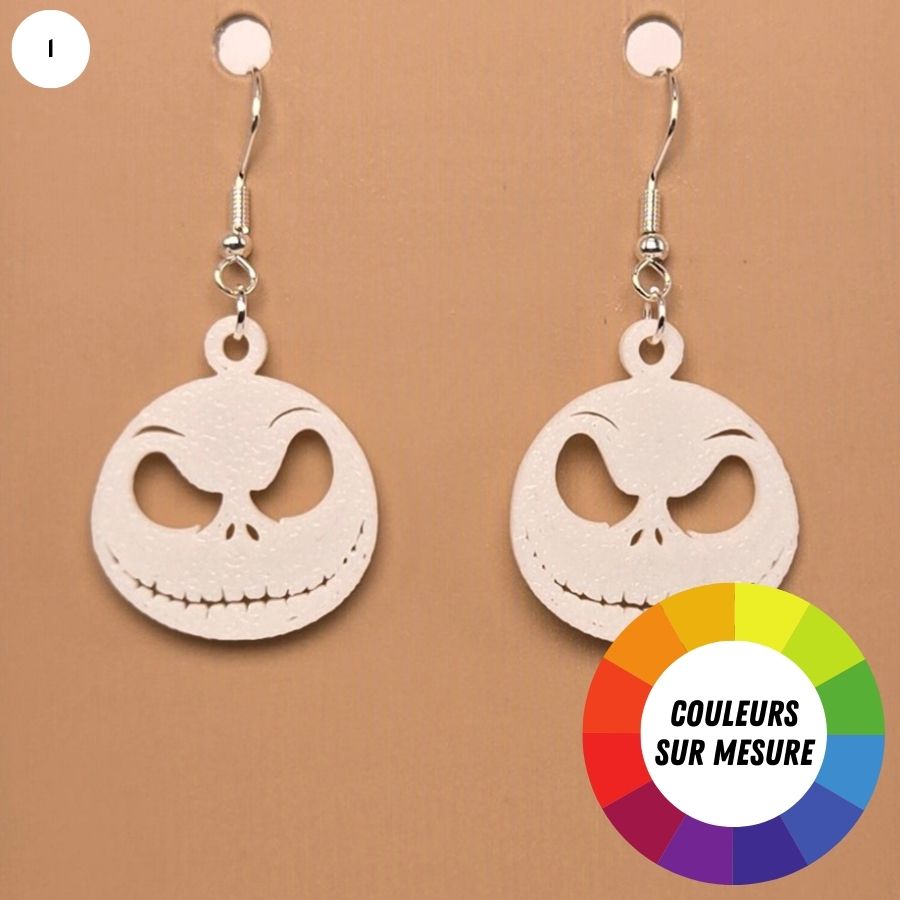 Boucle d'oreille en forme de Jack Skellington avec crochets hypoallergéniques sans nickel