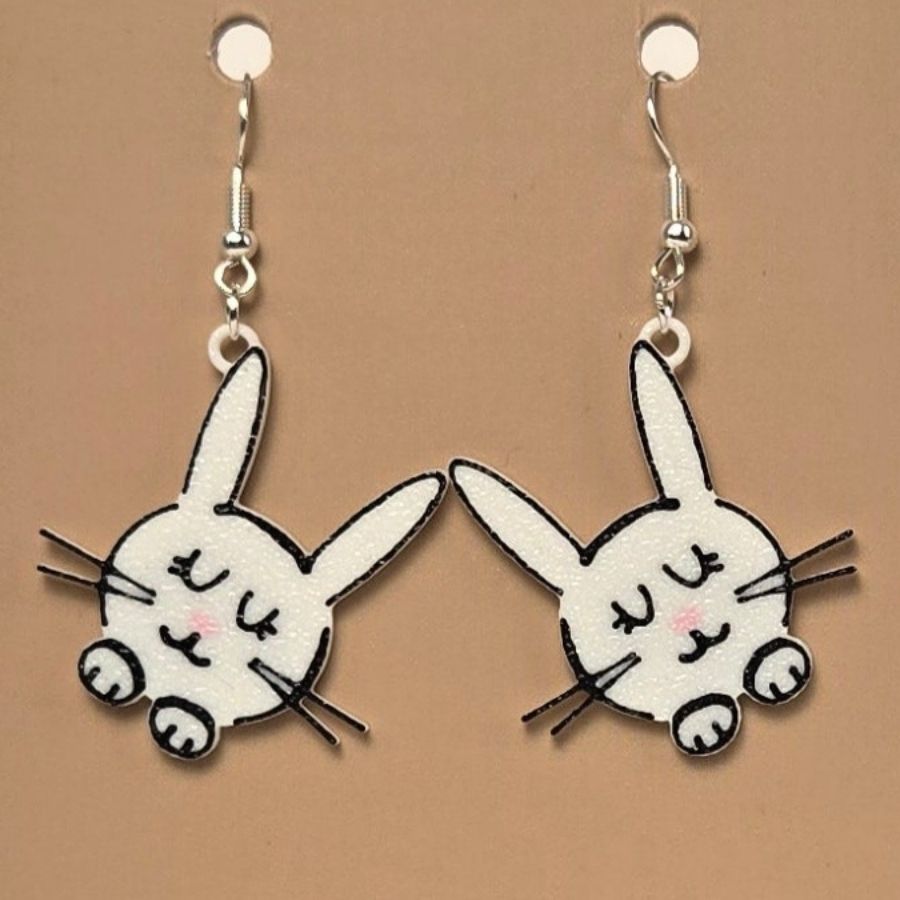 Boucle d'oreille en forme de Lapin avec crochets hypoallergéniques sans nickel