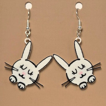 Boucle d'oreille en forme de Lapin avec crochets hypoallergéniques sans nickel