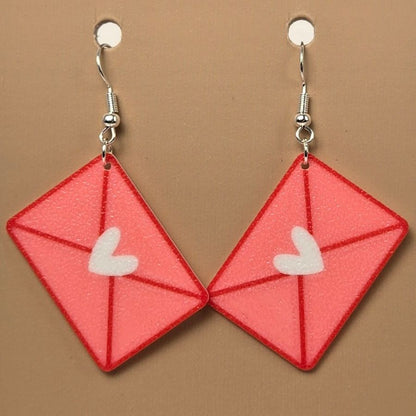 Boucle d'oreille en forme de Lettre coeur imprimée en 3D avec crochets hypoallergéniques sans nickel