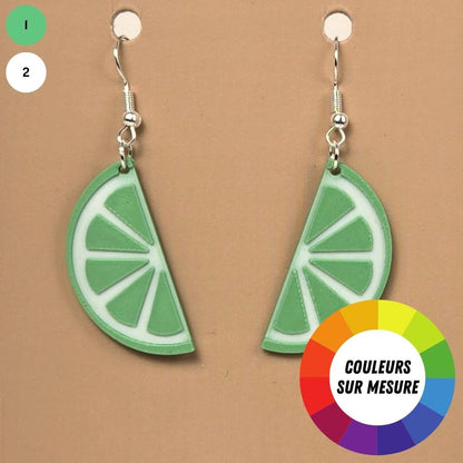 Boucle d'oreille en forme de Lime avec crochets hypoallergéniques sans nickel