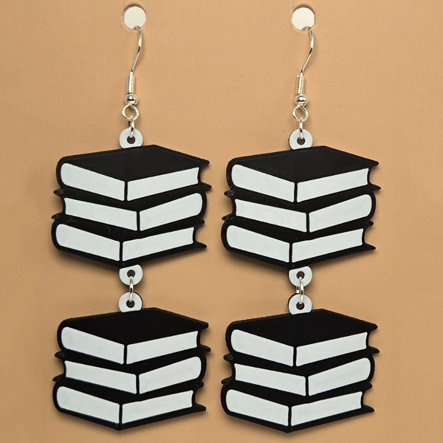 Boucle d'oreille en forme de Livre avec crochets hypoallergéniques sans nickel