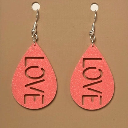 Boucle d'oreille en forme de Love imprimée en 3D avec crochets hypoallergéniques sans nickel