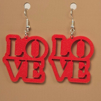 Boucle d'oreille en forme de Love imprimée en 3D avec crochets hypoallergéniques sans nickel