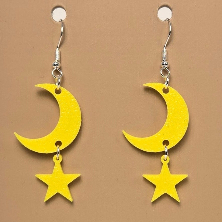 Boucle d'oreille en forme de Lune et étoile avec crochets hypoallergéniques sans nickel
