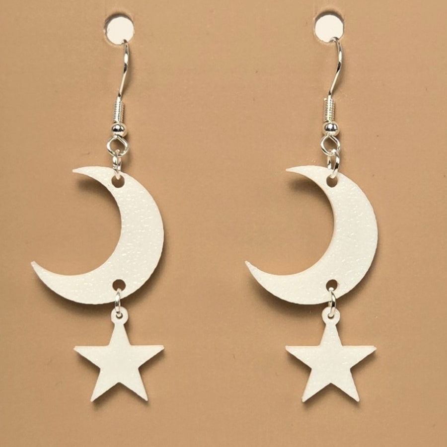 Boucle d'oreille en forme de Lune et étoile avec crochets hypoallergéniques sans nickel