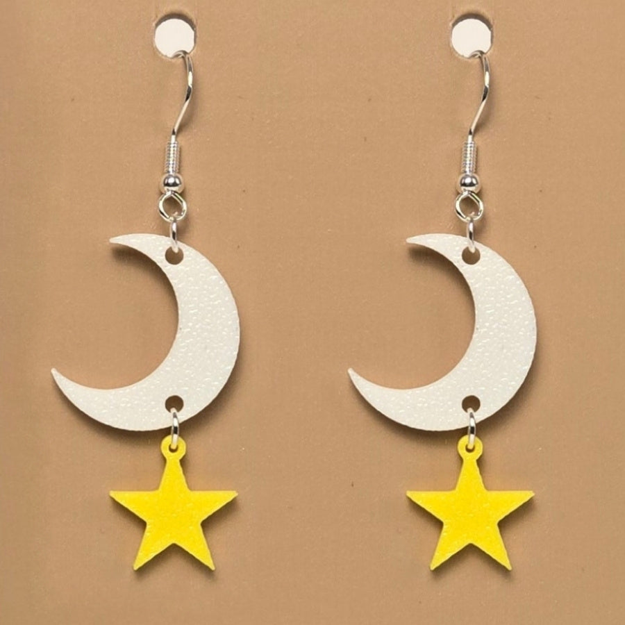 Boucle d'oreille en forme de Lune et étoile avec crochets hypoallergéniques sans nickel