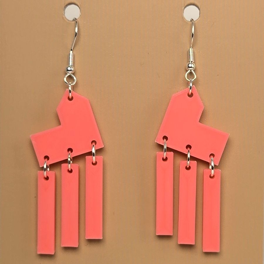 Boucle d'oreille en forme de Maison Catan avec crochets hypoallergéniques sans nickel