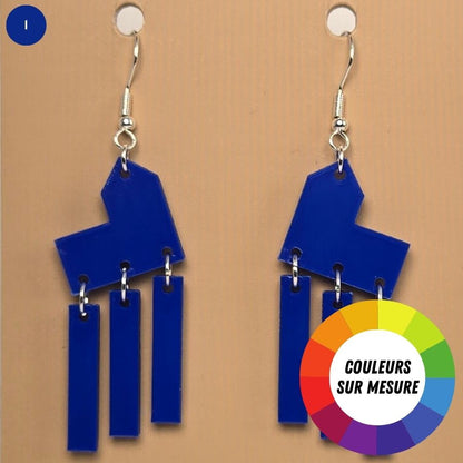 Boucle d'oreille en forme de Maison Catan avec crochets hypoallergéniques sans nickel