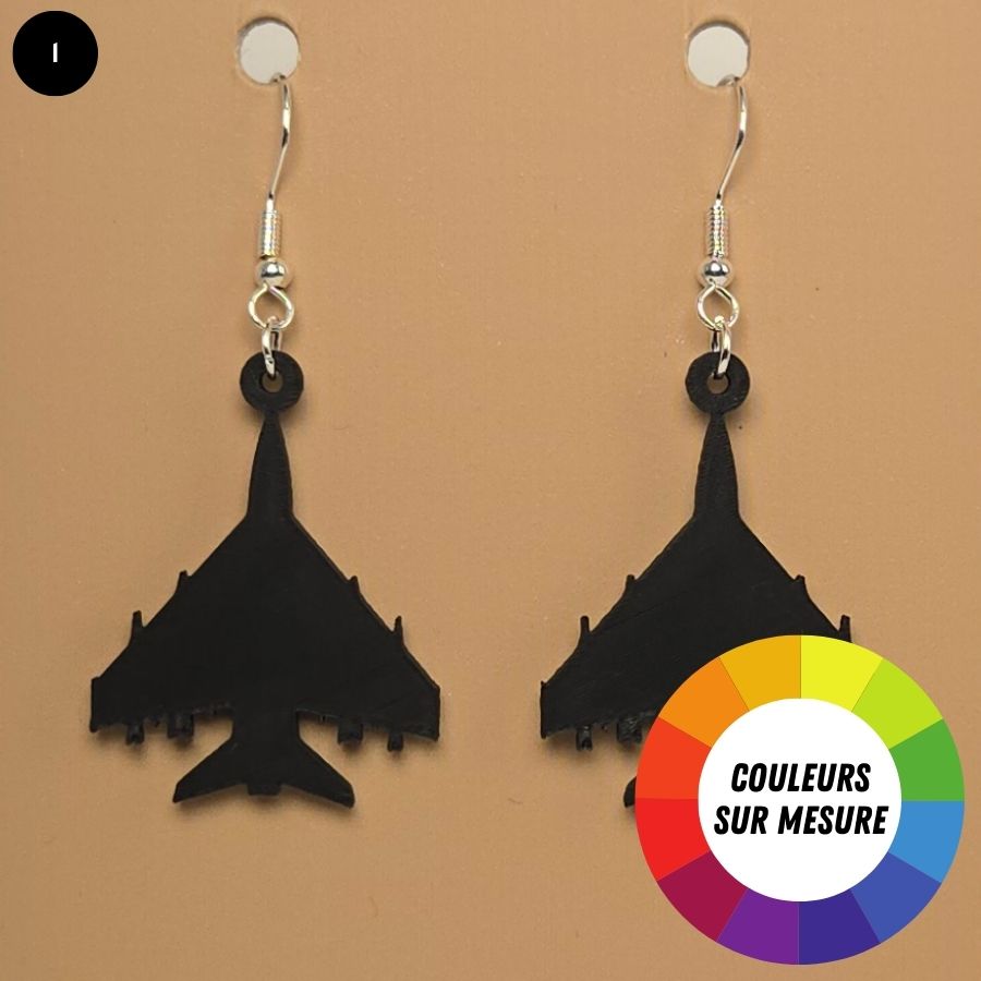 Boucle d'oreille en forme d'Avion avec crochets hypoallergéniques sans nickel