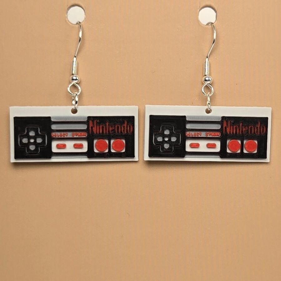 Boucle d'oreille en forme de Manette Nintendo avec crochets hypoallergéniques sans nickel
