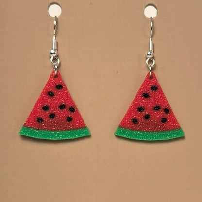 Boucle d'oreille en forme de Melon d'eau avec crochets hypoallergéniques sans nickel