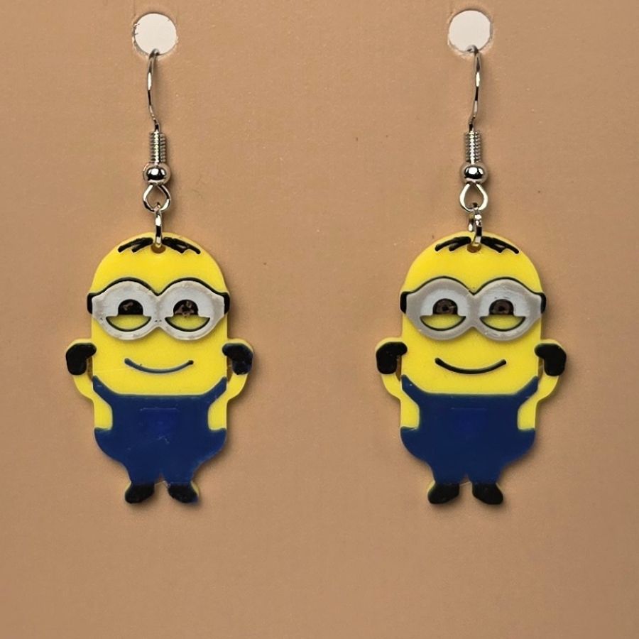 Boucle d'oreille en forme de Minion avec crochets hypoallergéniques sans nickel