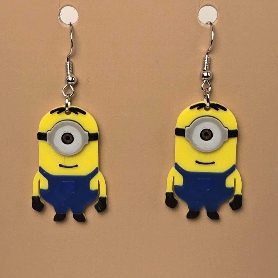 Boucle d'oreille en forme de Minion avec crochets hypoallergéniques sans nickel