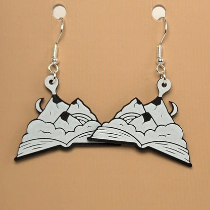 Boucle d'oreille en forme de Montagne et livre avec crochets hypoallergéniques sans nickel