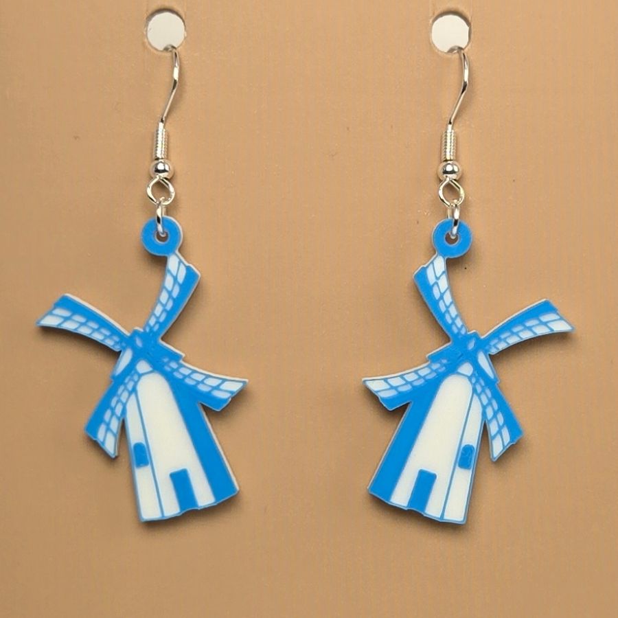 Boucle d'oreille en forme de Moulin a vent avec crochets hypoallergéniques sans nickel