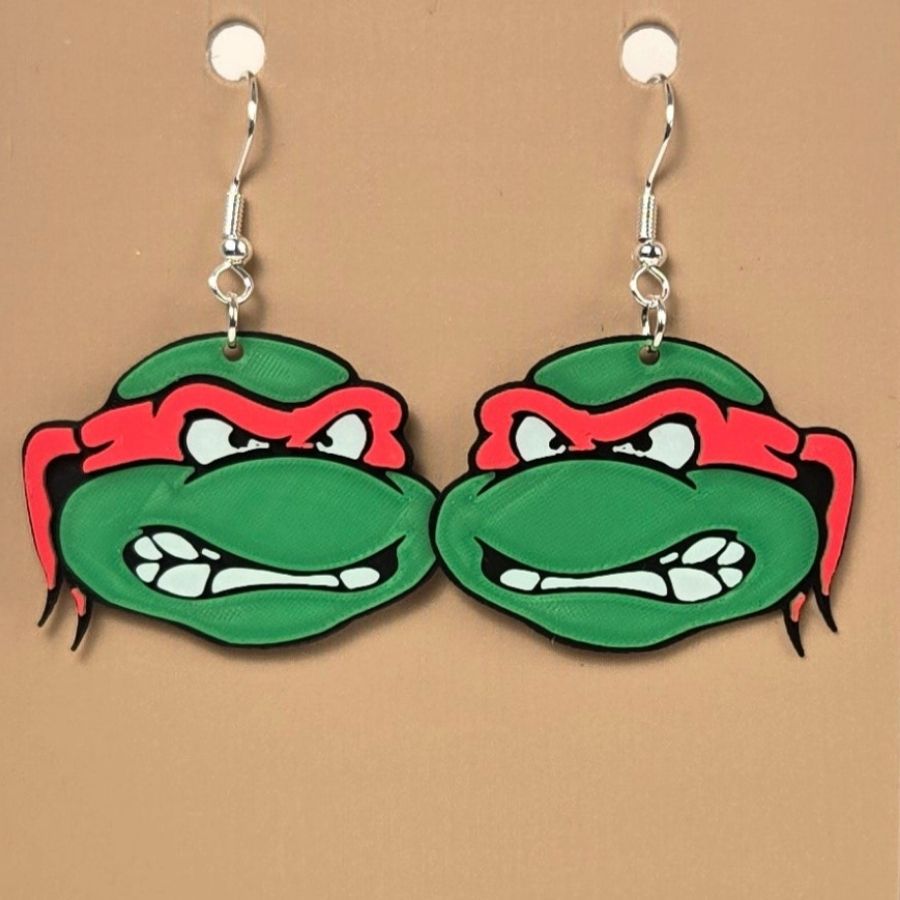 Boucle d'oreille en forme de Ninja Turtle avec crochets hypoallergéniques sans nickel