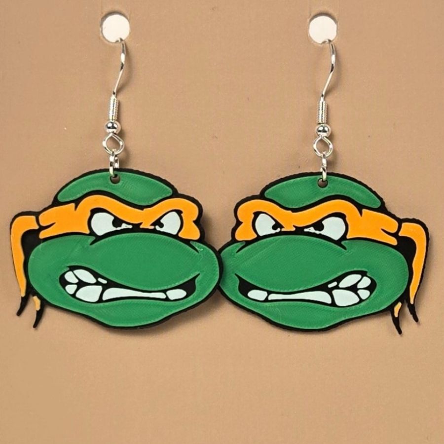 Boucle d'oreille en forme de Ninja Turtle avec crochets hypoallergéniques sans nickel
