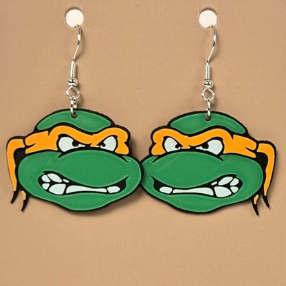 Boucle d'oreille en forme de Ninja Turtle avec crochets hypoallergéniques sans nickel