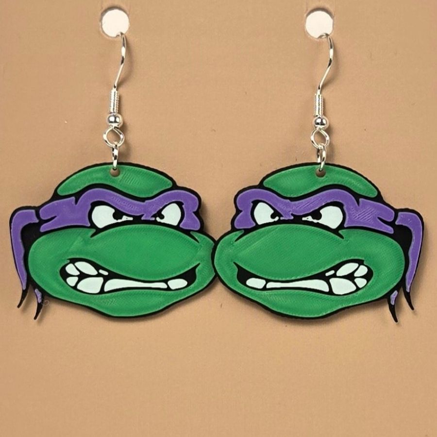 Boucle d'oreille en forme de Ninja Turtle avec crochets hypoallergéniques sans nickel