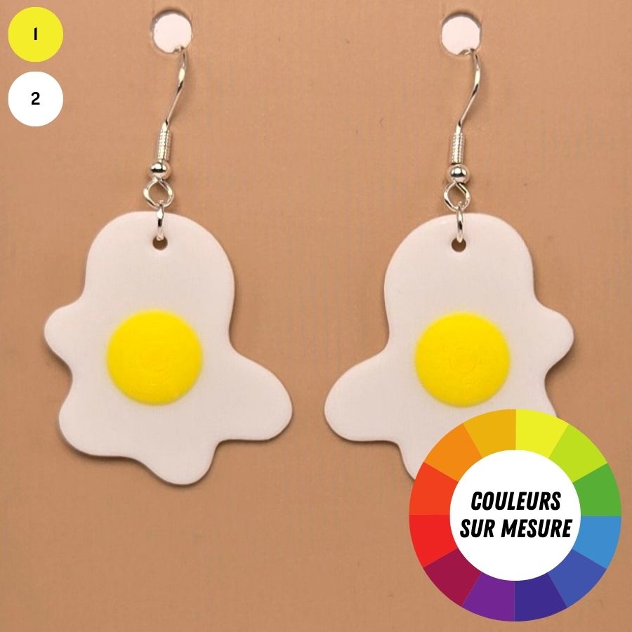 Boucle d'oreille en forme de Œuf avec crochets hypoallergéniques sans nickel