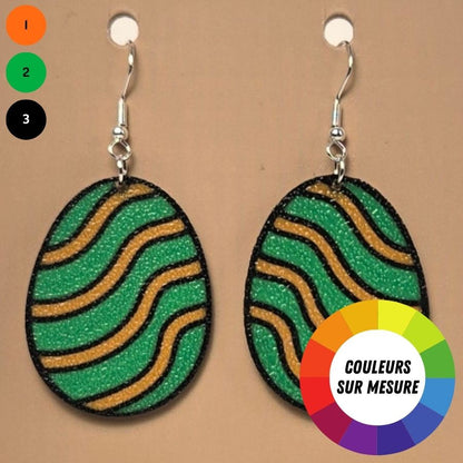 Boucle d'oreille en forme de Œuf avec crochets hypoallergéniques sans nickel