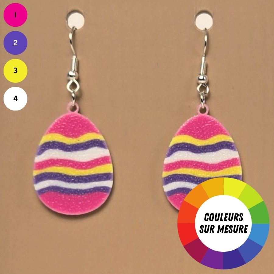 Boucle d'oreille en forme de Œuf avec crochets hypoallergéniques sans nickel