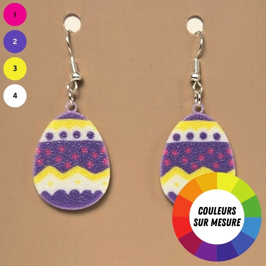 Boucle d'oreille en forme de Œuf avec crochets hypoallergéniques sans nickel