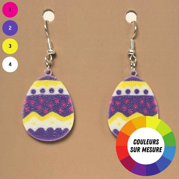 Boucle d'oreille en forme de Œuf avec crochets hypoallergéniques sans nickel